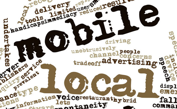 A word cloud with the words mobile and local.