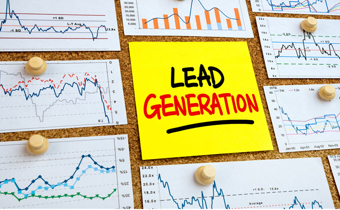 A note on a bulletin board about lead generation strategies.