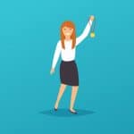 A woman showcasing her triumph with a gold medal.