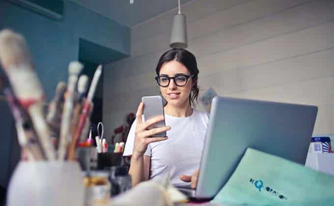 Lady using a smartphone