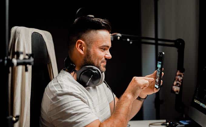 Man with headset and phone
